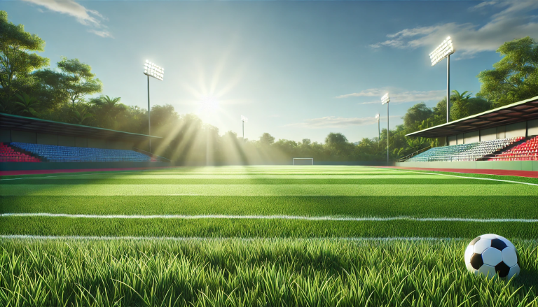 Das Bild zeigt einen Fußball auf einem Fußballplatz